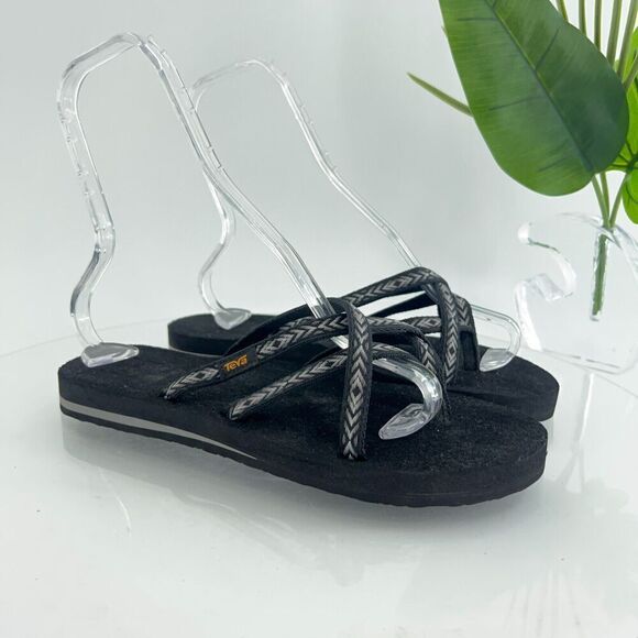 Teva Women's Olowahu Sandal Size 10 Thong Slide Flip Flop Black Tan Comfy - Picture 12 of 13
